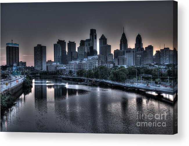 Philadelphia Acrylic Print featuring the photograph Dawn in Philly by Mark Ayzenberg