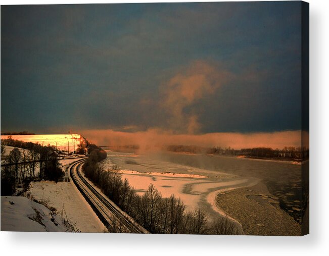 Dawnlit Bluff Acrylic Print featuring the digital art Dawnlit Bluff by William Fields