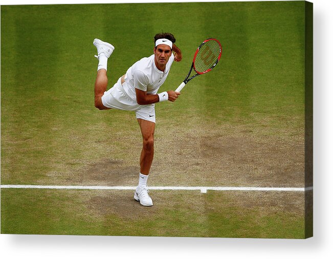 Roger Federer Acrylic Print featuring the photograph Day Thirteen The Championships - by Julian Finney