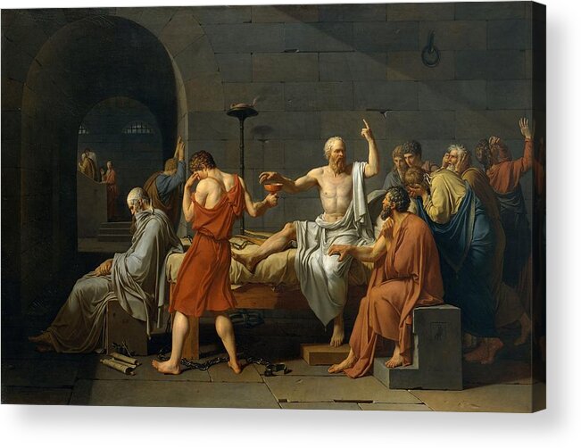 Death Acrylic Print featuring the painting Death of Socrates by Jacques Louis David