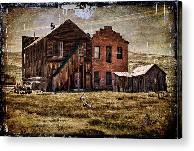Bodie Acrylic Print featuring the photograph Dechambeau Hotel and I.O.O.F. Building - textured by Lana Trussell