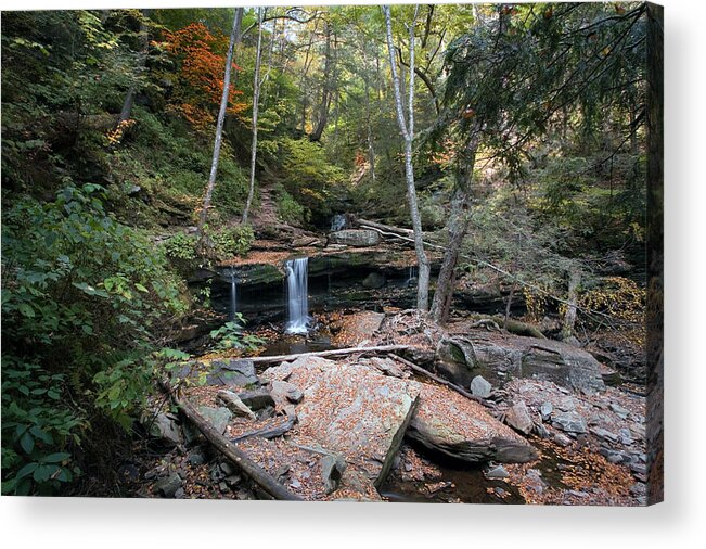 Delaware Acrylic Print featuring the photograph Delaware Falls On A Warm October Day by Gene Walls