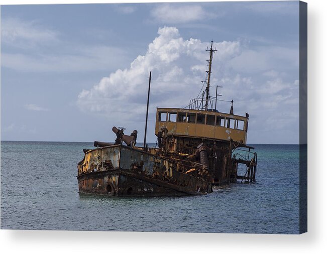 Ship Acrylic Print featuring the photograph Derelict Dredger by David Gleeson