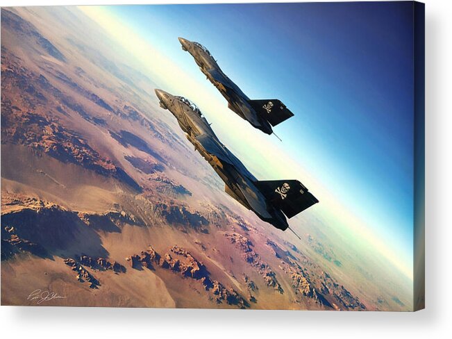Aviation Acrylic Print featuring the digital art Desert Jolly Rogers by Peter Chilelli