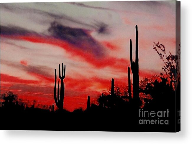 Computer Enhanched Acrylic Print featuring the photograph Desert Sunset Northern Lights Version 3 by Joseph Baril