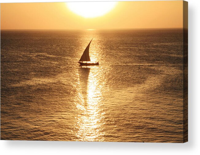 Africa Acrylic Print featuring the photograph African Dhow At Sunset by Aidan Moran