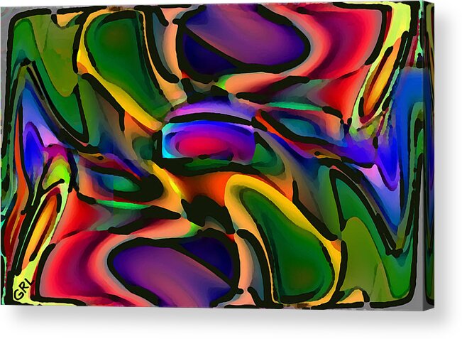 Fine Art Acrylic Print featuring the painting Digital Abstract Citiscape 3000 by G Linsenmayer