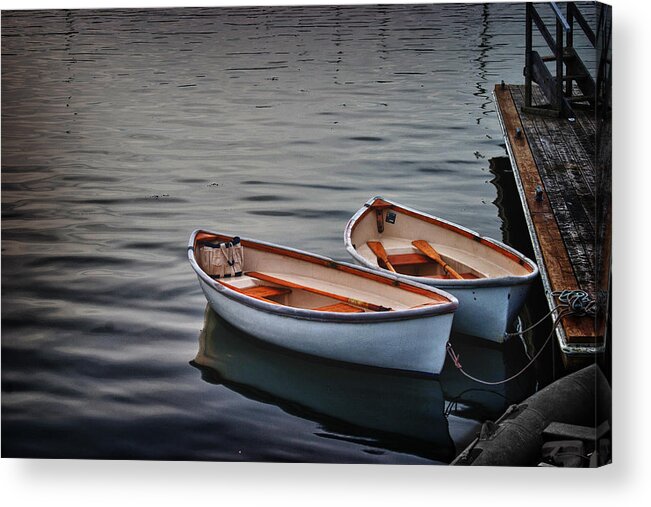 Marblehead Harbor Acrylic Print featuring the photograph Dinghies waiting by Jeff Folger