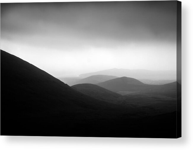 Black & White Acrylic Print featuring the pyrography Dingle Curves by Mark Callanan