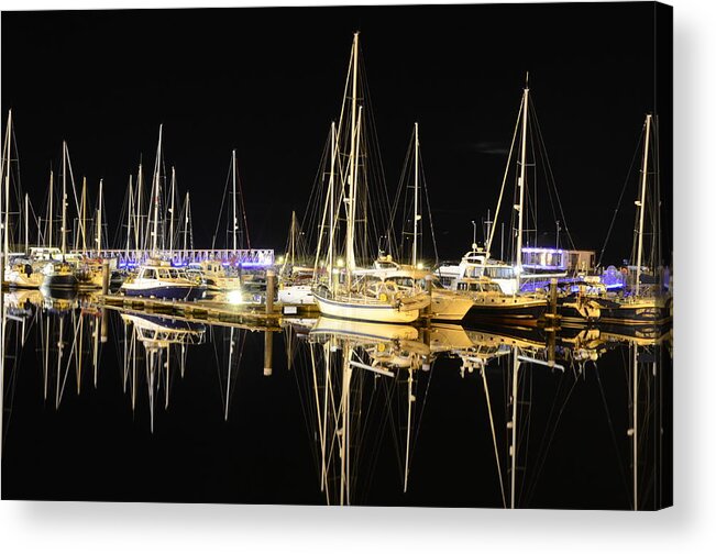 Dingle Acrylic Print featuring the photograph Dingle Harbour At Night by Joe Ormonde