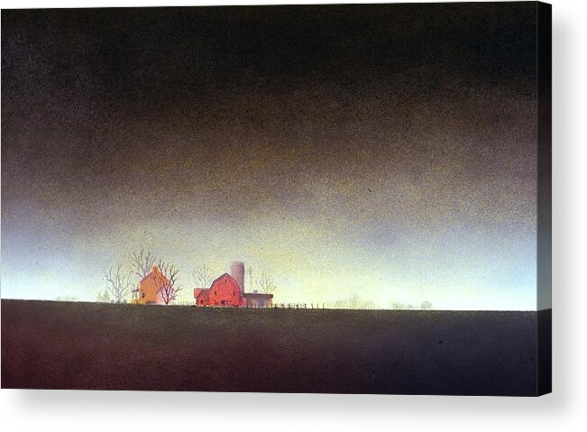 Farm Acrylic Print featuring the painting Distant Farm by William Renzulli
