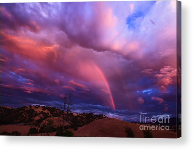 Clouds Acrylic Print featuring the photograph Double Rainbow by Paul Gillham