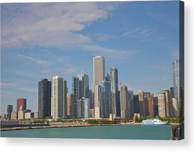Lake Michigan Acrylic Print featuring the photograph Downtown Skyline With Lake Michigan by Barry Winiker