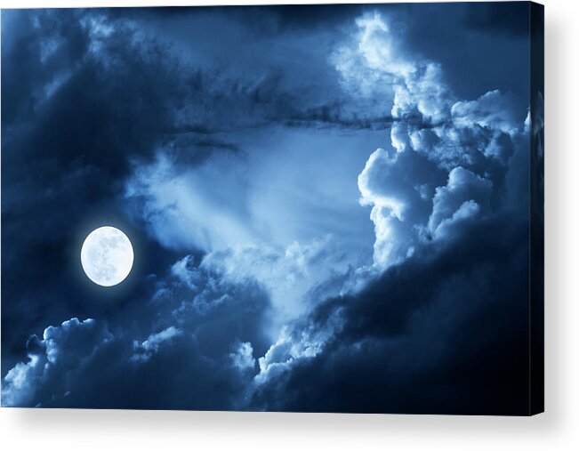 Dramatic Nighttime Clouds And Sky With Acrylic Print By Ricardoreitmeyer