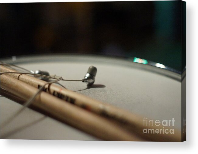 Drumsticks Acrylic Print featuring the photograph Drumsticks and Ear Buds by Lynda Dawson-Youngclaus
