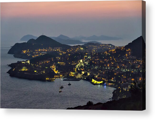 Croatia Acrylic Print featuring the photograph Dubrovnik at Night by Alan Toepfer