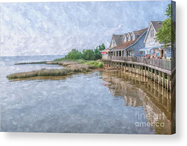 Duck Shops Outer Banks Acrylic Print featuring the digital art Duck Shops Outer Banks by Randy Steele