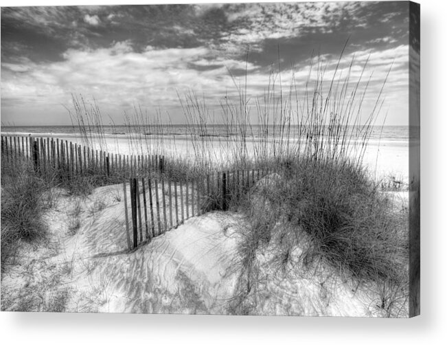 Clouds Acrylic Print featuring the photograph Dune Fences by Debra and Dave Vanderlaan