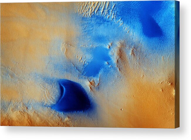 Dunes And Wind Streaks In Arabia Terra Acrylic Print featuring the painting Dunes and Wind Streaks in Arabia Terra by Celestial Images