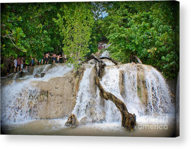 Tropical Acrylic Print featuring the photograph Dunn's River Falls by Gary Keesler