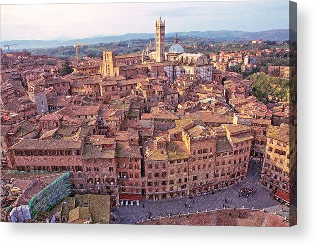 Italy Acrylic Print featuring the digital art Duomo de Siena View from Magnia Watchtower by Bruce McFarland