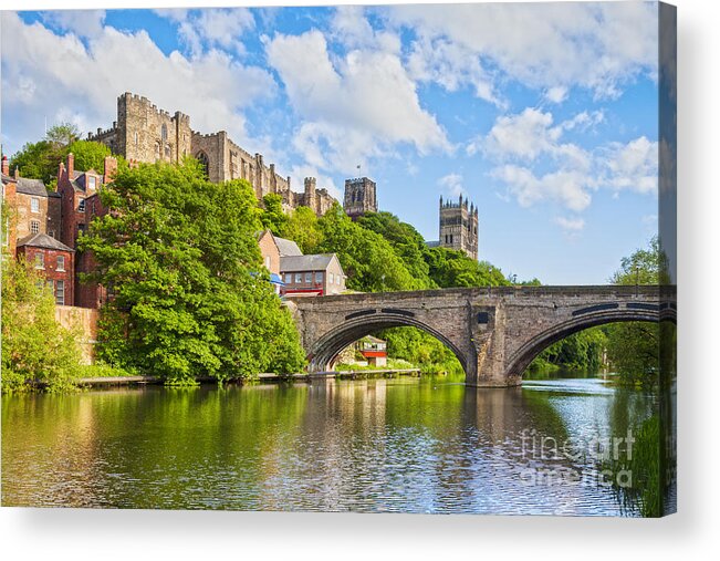 Architecture Acrylic Print featuring the photograph Durham Castle and Cathedral Framwellgate Bridge England by Colin and Linda McKie