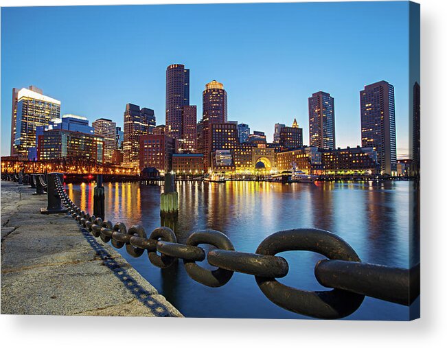 Clear Sky Acrylic Print featuring the photograph Dusk In Boston by Photography By Nick Burwell