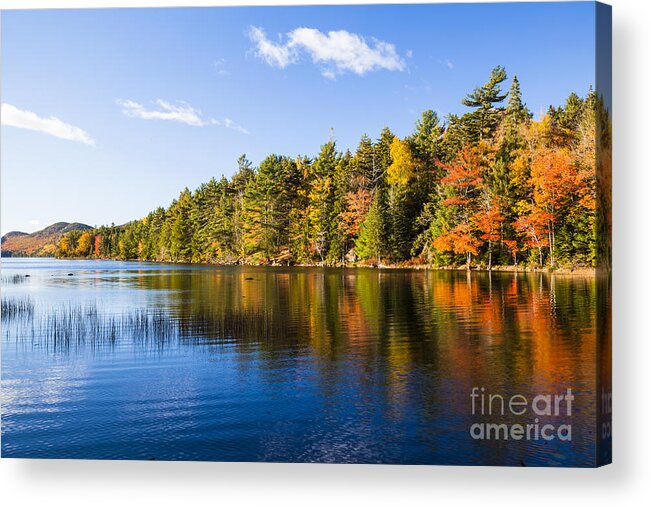 Fall Acrylic Print featuring the photograph Eagle Lake Autumn morning Acadia National Park by Ken Brown