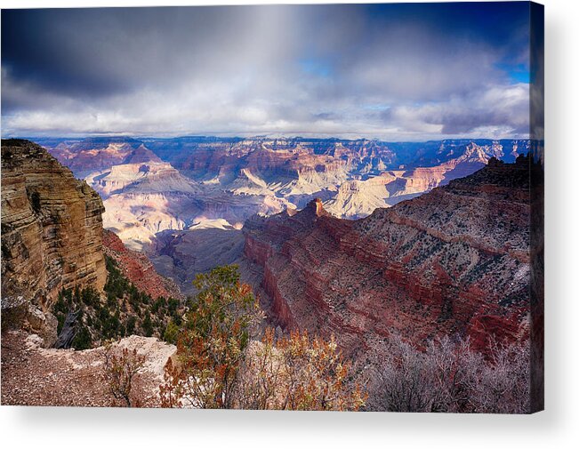 Grand Canyon Acrylic Print featuring the photograph Early Clouds Over Hopi Point by Lisa Spencer