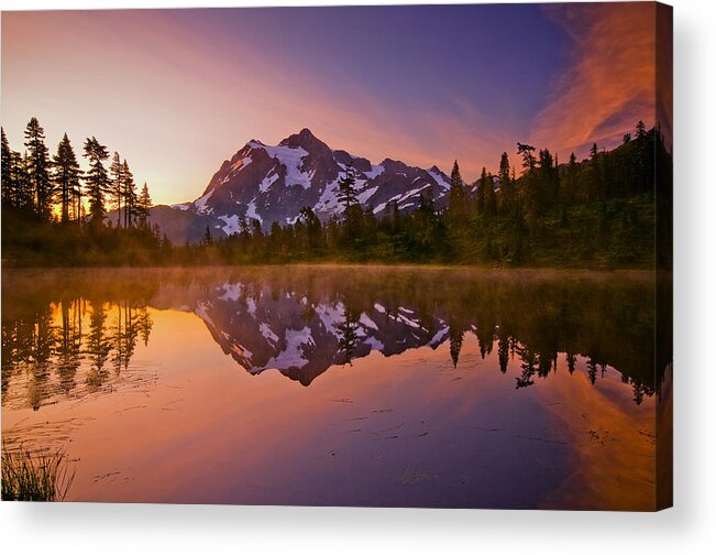 Sunrise Acrylic Print featuring the photograph Early Morning at Picture Lake by Darren White