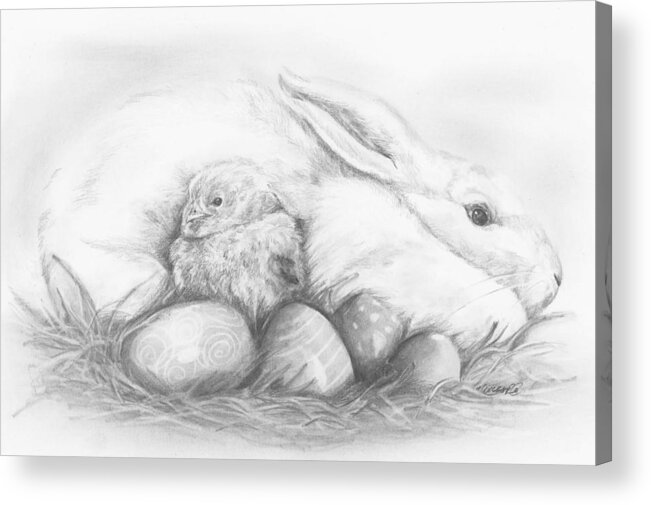 Chick Acrylic Print featuring the drawing Easter by Meagan Visser