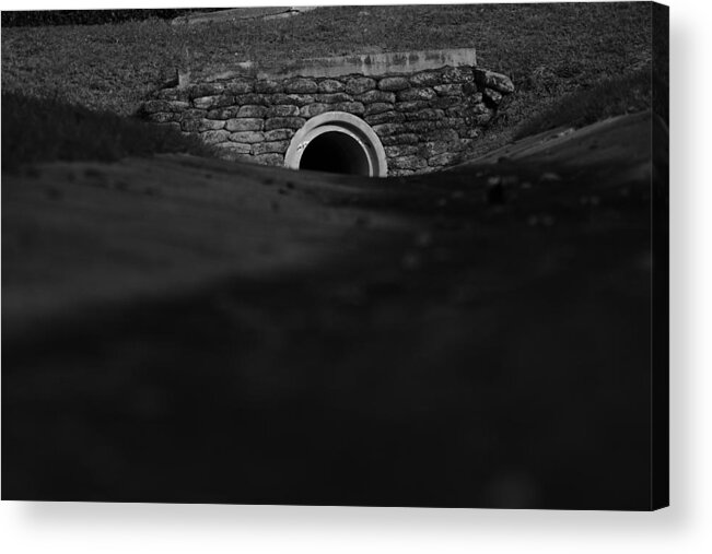 Black & White Acrylic Print featuring the photograph Eerie Tunnel by Vincent Billotto