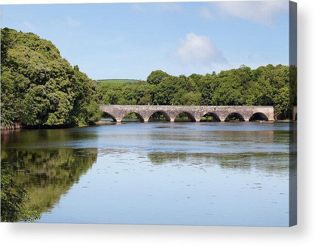 Arch Acrylic Print featuring the photograph Eight Arch Bridge Over Bosherston Lakes by Andrea Ricordi, Italy