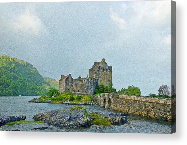 Eilean Donan Castle Acrylic Print featuring the photograph Eilean Donan Castle Textured 2 by Chris Thaxter
