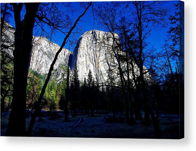 Blue Sky Acrylic Print featuring the photograph El Capitan Winter Morning by Scott McGuire