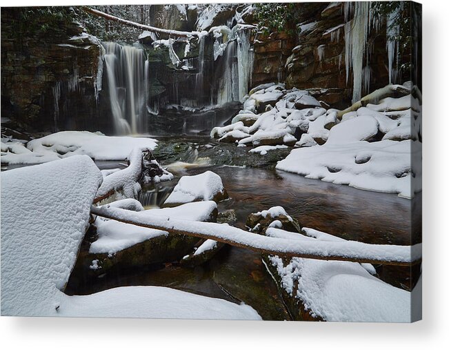 West Virginia Acrylic Print featuring the photograph Elakala Falls - Snow by Brian Simpson