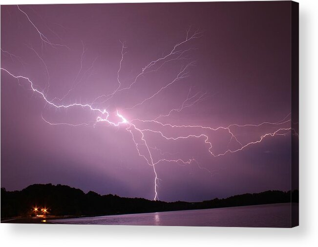 Lightning Acrylic Print featuring the photograph Electric Lightning Sky by Alexander Spahn