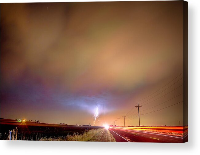 Lightning Acrylic Print featuring the photograph Electrical Charged Green Lightning Thunderstorm by James BO Insogna