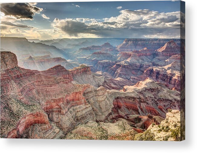 Grand Canyon Acrylic Print featuring the photograph Ephemeral sunlight in the Grand Canyon by Pierre Leclerc Photography