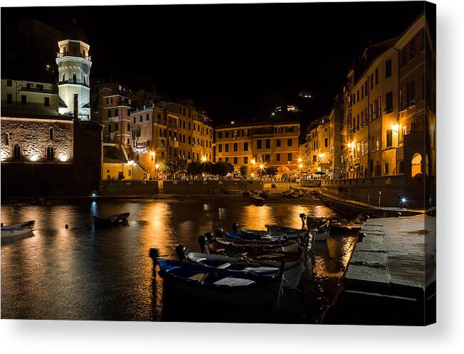 Cinque Terre Acrylic Print featuring the photograph Evening in Vernazza - Cinque Terre Italy by Carl Amoth