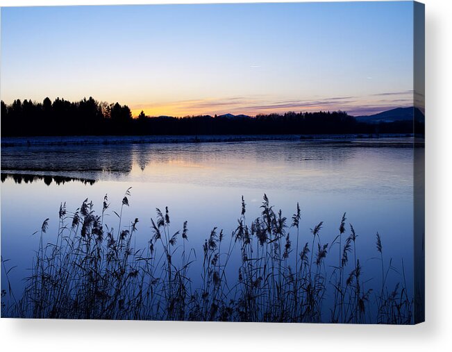 Background Acrylic Print featuring the photograph Evening lake by Ivan Slosar