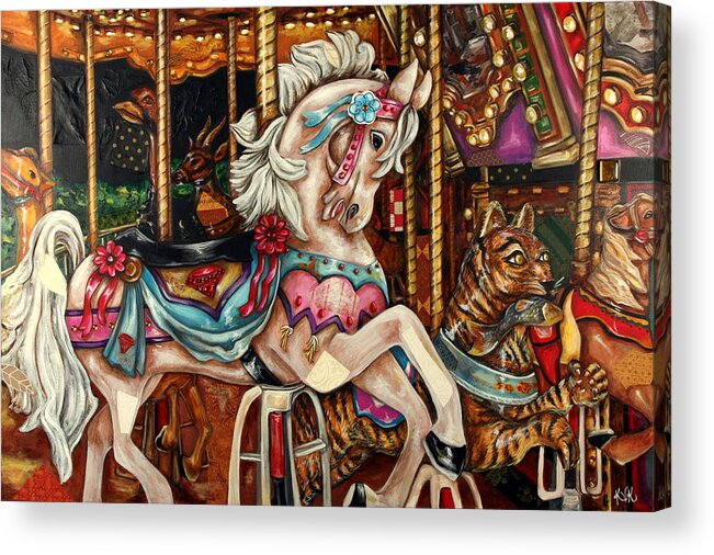 Carousel Art Acrylic Print featuring the mixed media Everybody Loves Ruby by Katia Von Kral