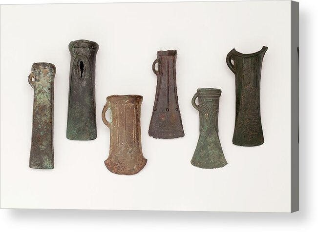 Alloy Acrylic Print featuring the photograph Examples Of Late Bronze Age Socketed Axes by Paul D Stewart
