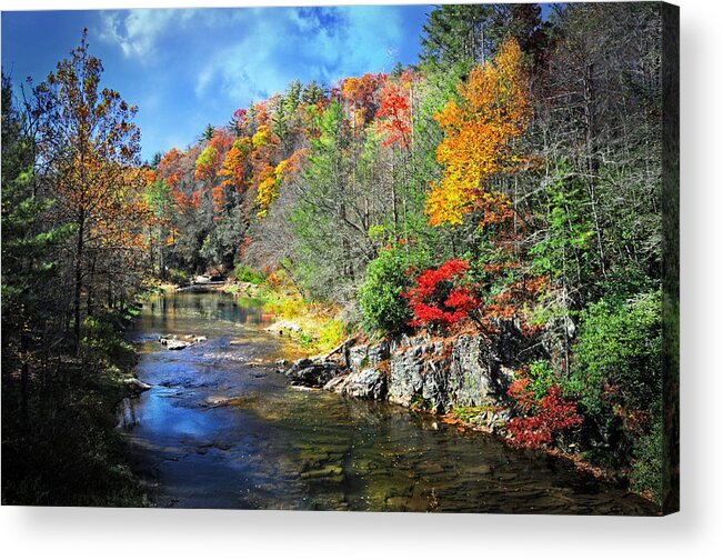 Fall Acrylic Print featuring the photograph Fall Along the Linville River by Lynn Bauer