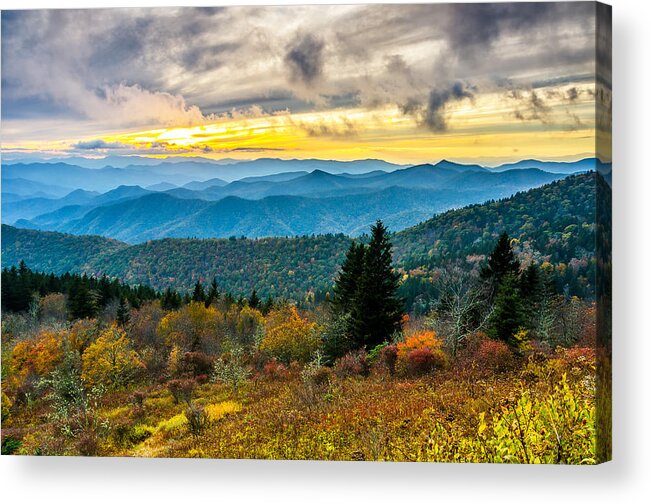 Cowee Mountains Acrylic Print featuring the photograph Fall at Cowee Mountains overlook by Anthony Heflin