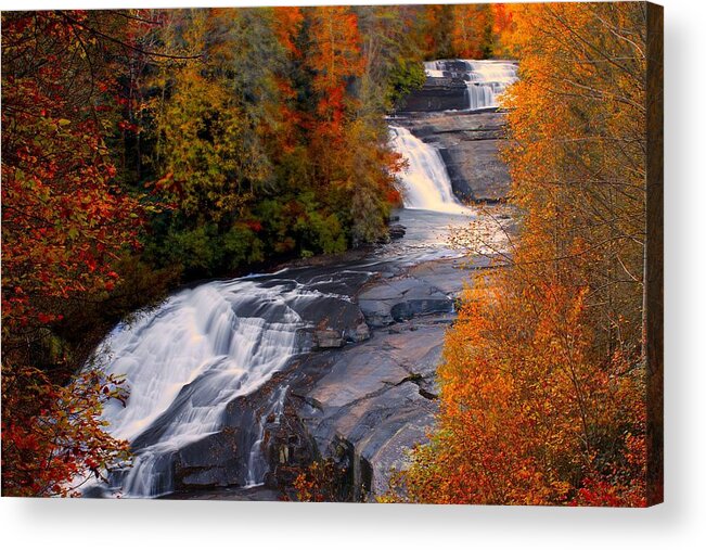 Dupont Triple Falls Acrylic Print featuring the photograph Fall at Triple Falls by Carol Montoya