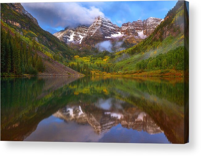 Maroon Bells Acrylic Print featuring the photograph Fall Begins by Darren White