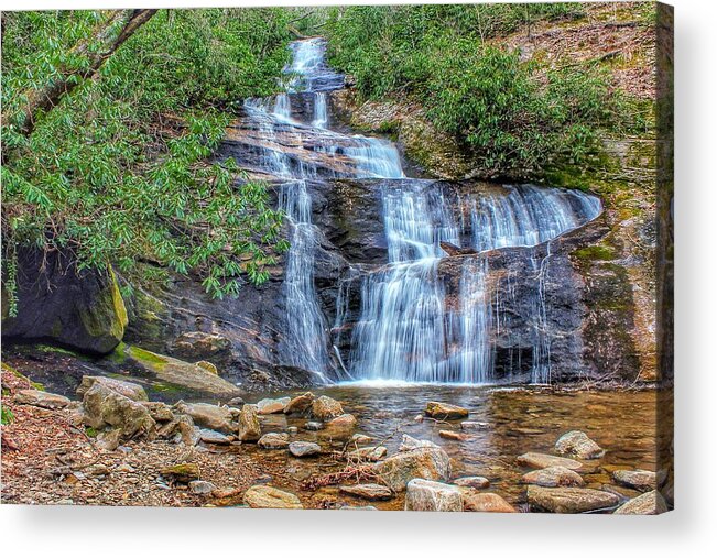 Setrock Creek Falls Acrylic Print featuring the photograph Falling From Mount Mitchell by Chris Berrier