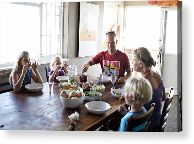 4-5 Years Acrylic Print featuring the photograph Family at healthy dinner by Klaus Vedfelt