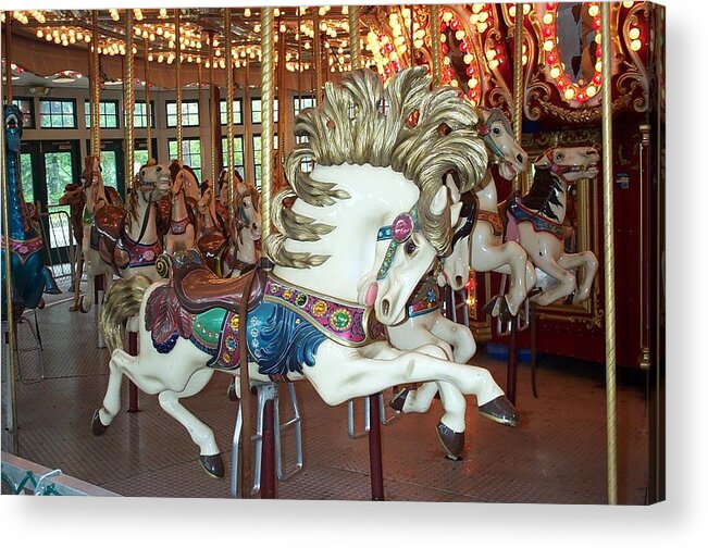 Carousel Acrylic Print featuring the photograph Fancy Flashy Pony -RI by Barbara McDevitt